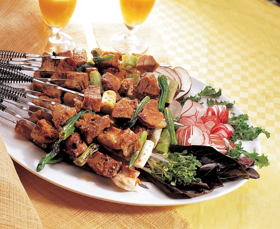 Japanese grilled food on skewers