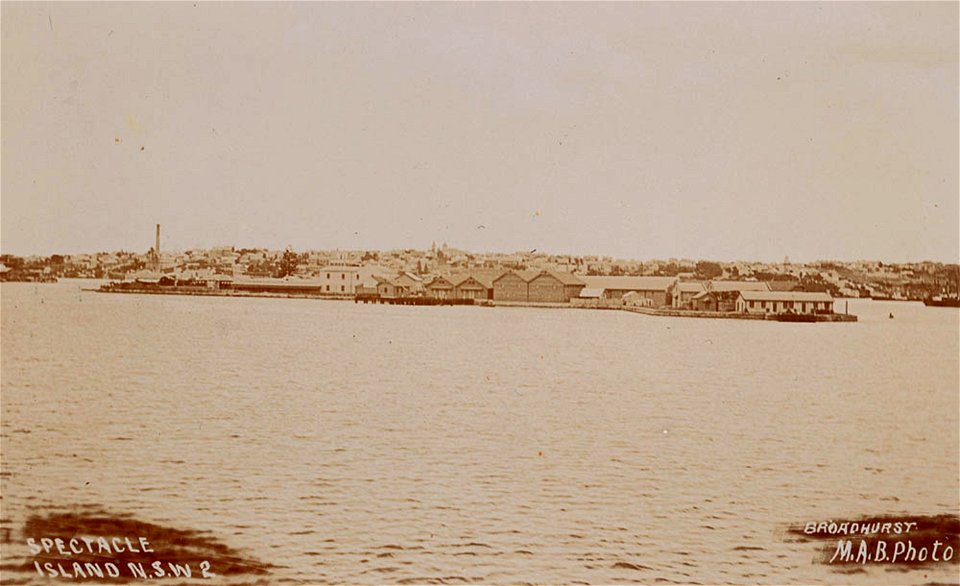 RAN Armament Depot Spectacle Island -  Postcard Image c. 1900 - 1927