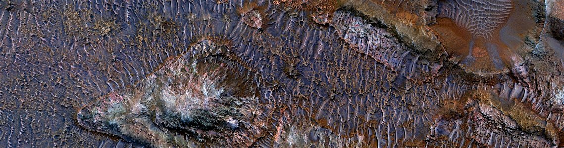 Mars - Layered Bedrock Exposure in Impact Crater