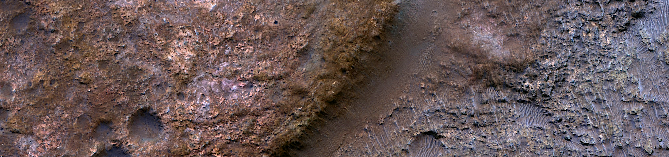 Mars - Landslide in Crater Near Briault Crater