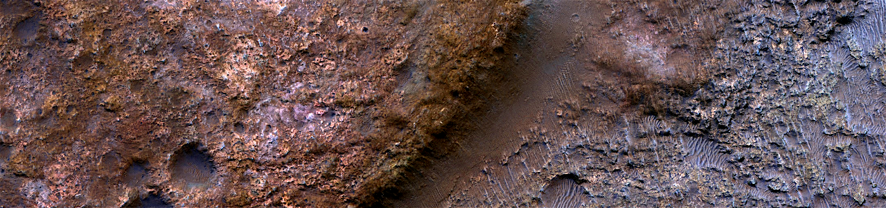 Mars - Landslide in Crater Near Briault Crater