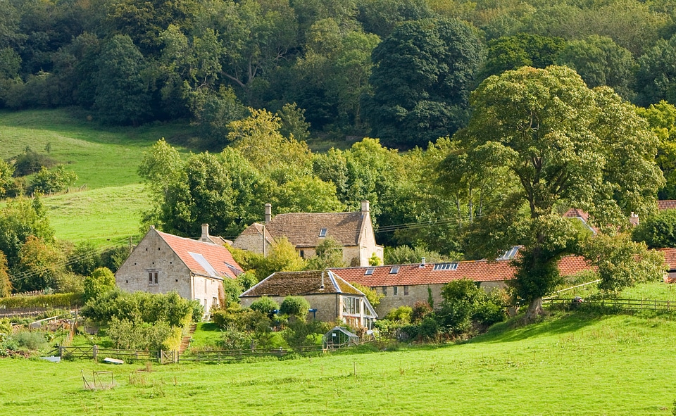 Rural landscape with fields and hills