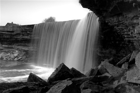 Jägala waterfall in b&w photo