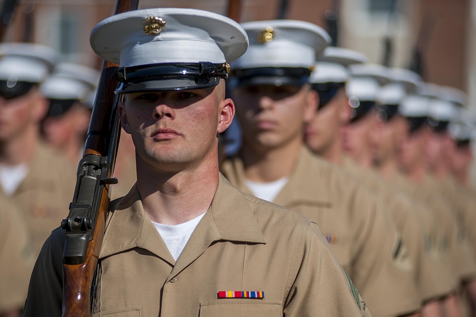 Ceremonial marchers from Marine Barracks Washington