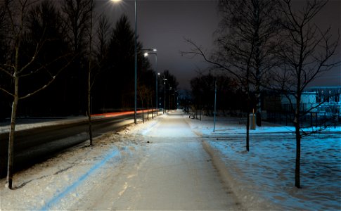 Empty street at night photo