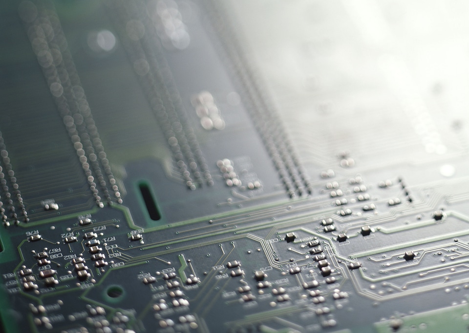 Closeup of a printed circuit board