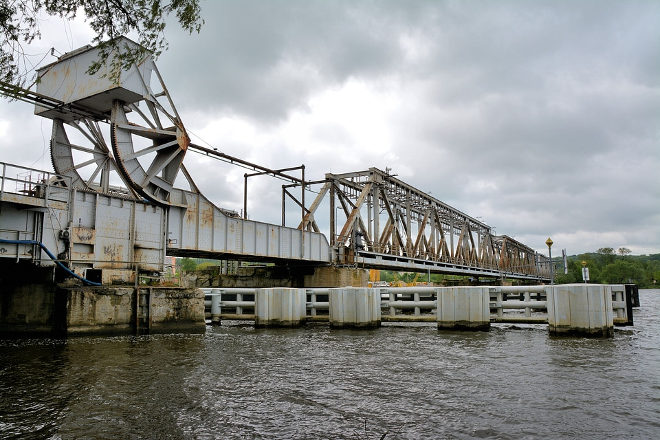 Bascule bridge over railway in Poland