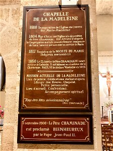 Information Sign and Chronology: Chapel of the Madeleine, Bordeaux
