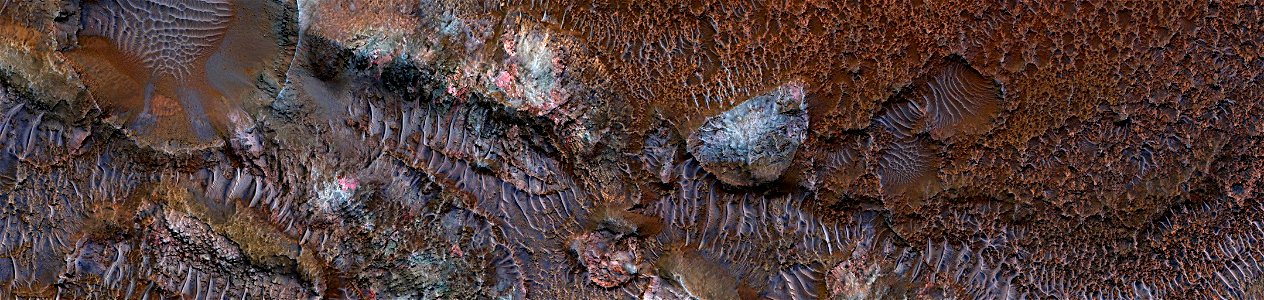 Mars - Layered Bedrock Exposure in Impact Crater photo