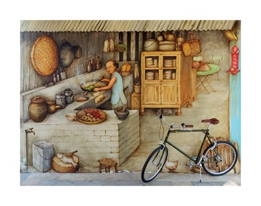 Cooking in olden days mural