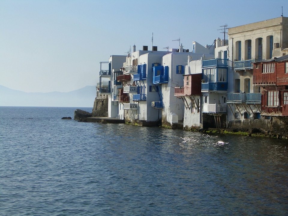 Little Venice at sunset on Mykonos Island in the Mediterranean