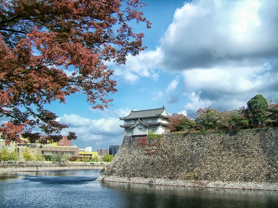 great castle of famous Hideyoshi at Osaka, Japan
