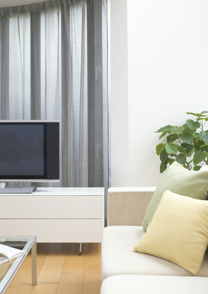 Beautiful living room with white sofa