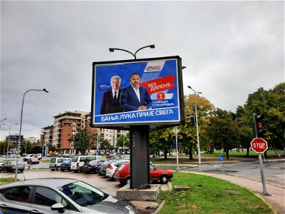 A billboard with candidates for councilor of Banja Luka's City assembly