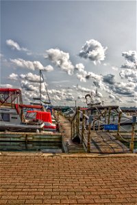 Prescott Ontario - Canada - Prescott Heritage Harbor - Reflection Boats photo