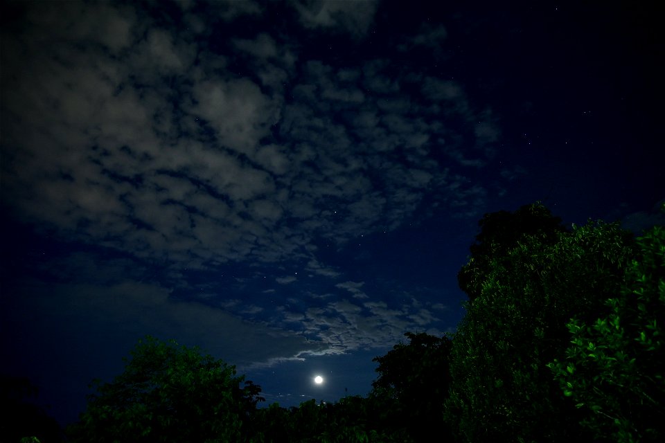 Luna y conjunto de cirros.