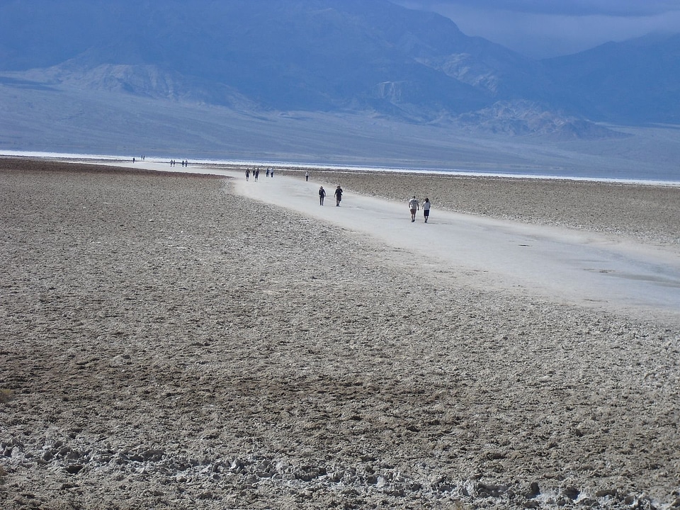 Visitors Badwater in Death Valley