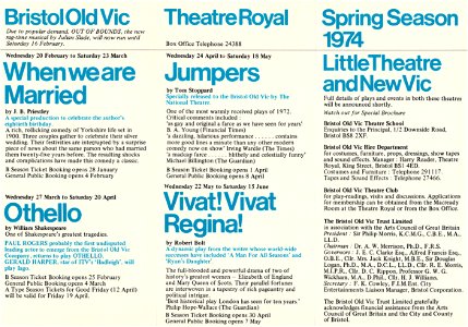 Bristol Old Vic Spring Season 1974 photo