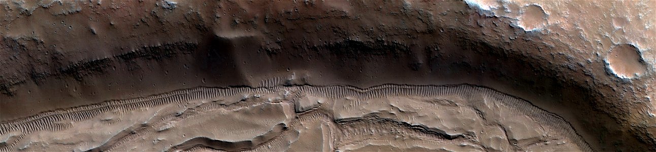 Mars - Crater with Outlet Channel in Southern Highlands photo