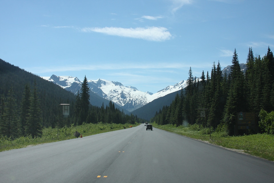 Highway passing below the Canadian Rockies