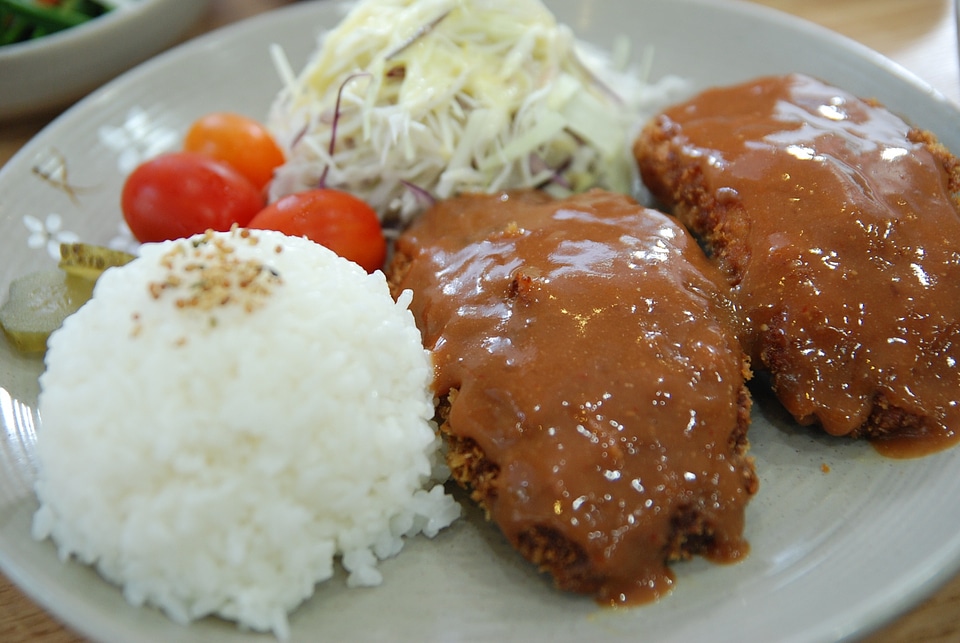 Korean Marinated Pork, Close up Rice