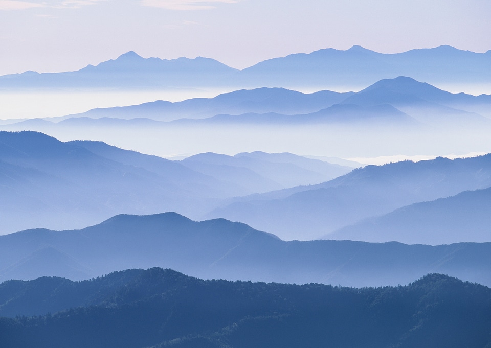 mountain valley with clouds