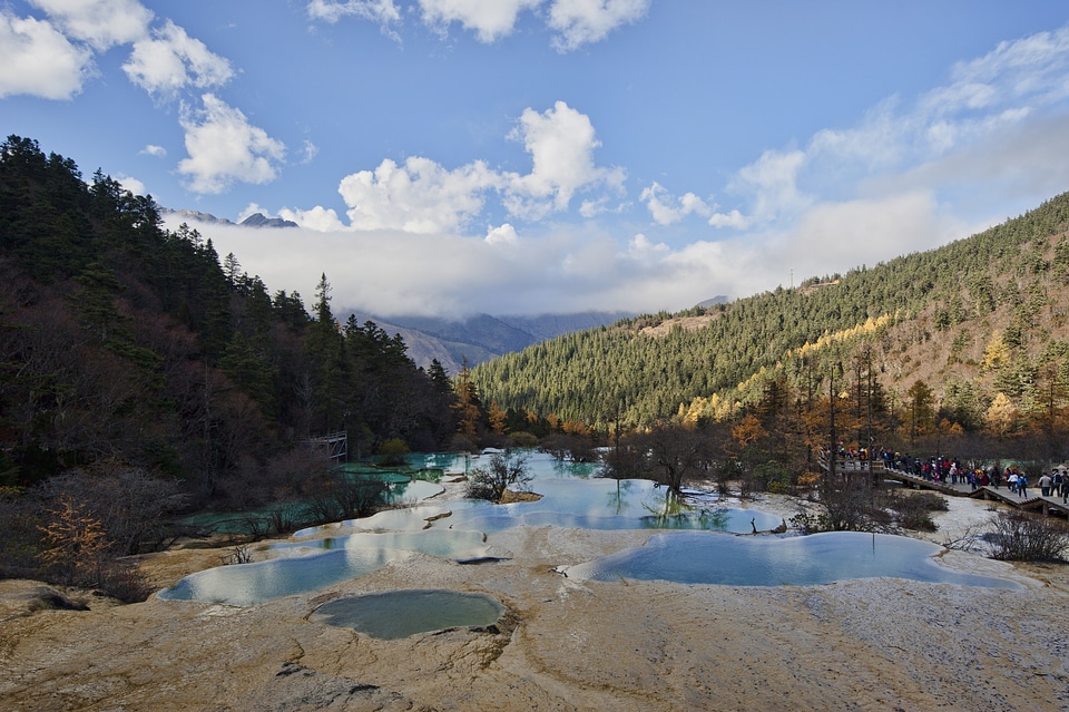 huanglong multi colour pool sichuan china