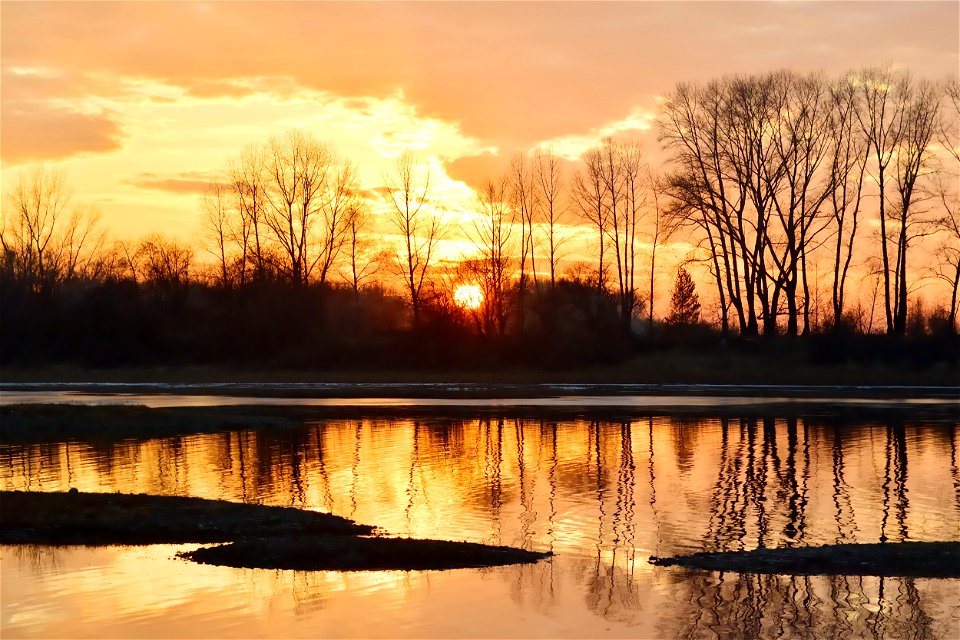 autumn sunset on the river