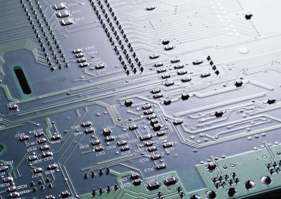 Closeup of a printed circuit board