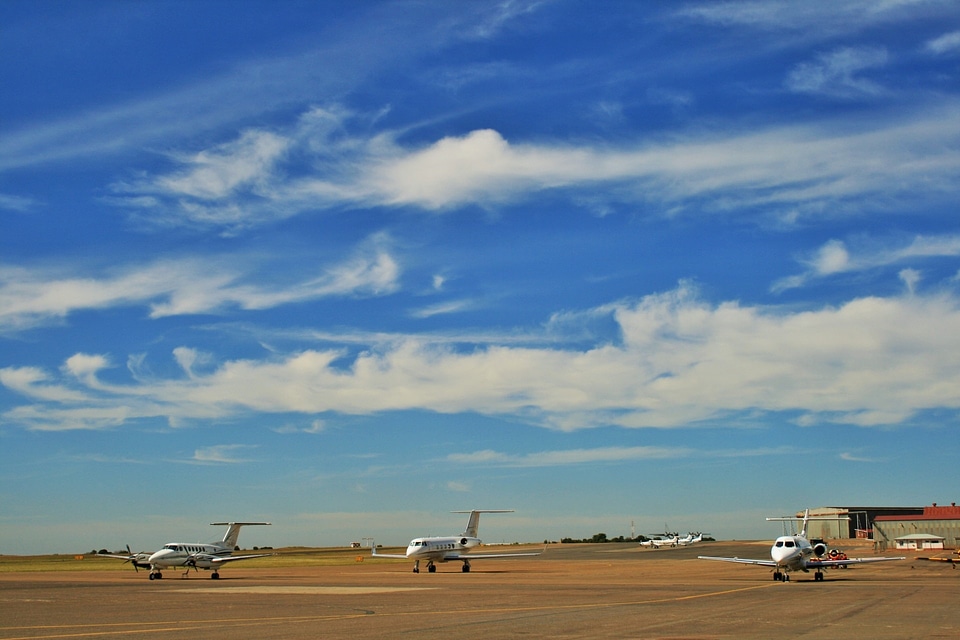 white private jets on the platform airport
