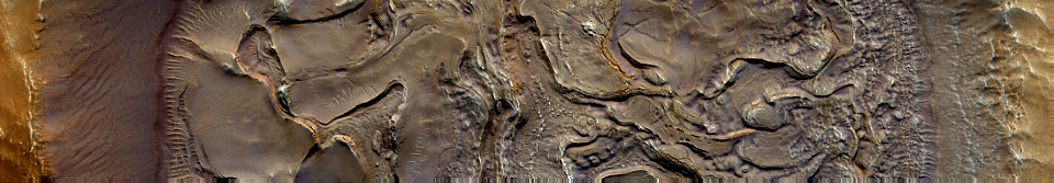 Mars - South Mid-Latitude Crater with Distinctive Floor Material photo