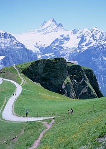 hikers team in the mountains. Matterhorn photo