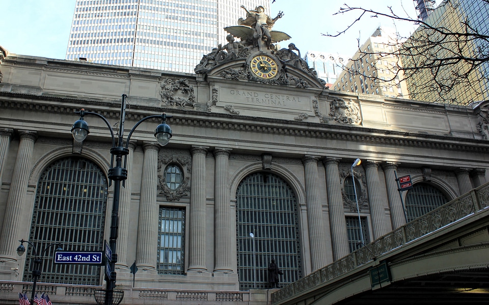 Traffic outside historic Grand Central Terminal in NYC