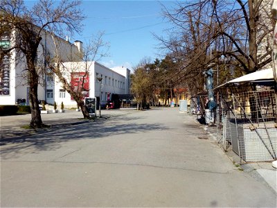 Empty pedestrian zone near National theatre of Republic of Srpska because of Coronavirus pandemic photo
