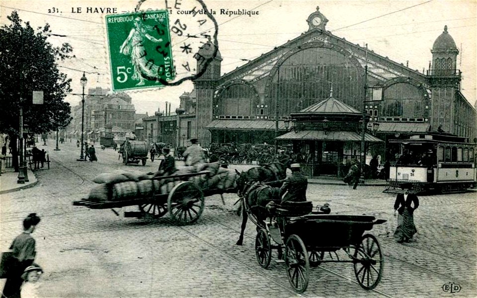 Le Havre.Gare et cours de la République vers 1912