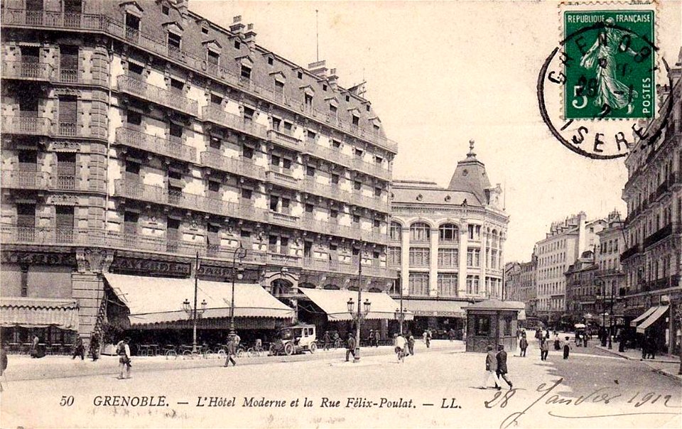Grenoble.Hôtel Moderne et rue Félix-Poulat
