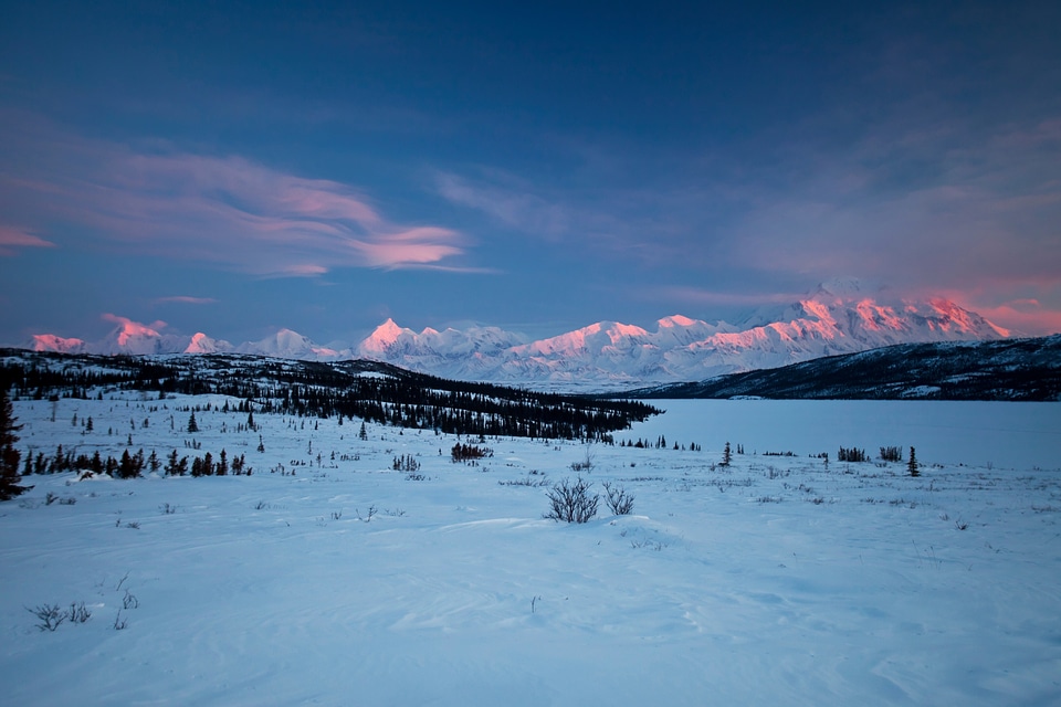 Evening Alpenglow from Wonder Lake
