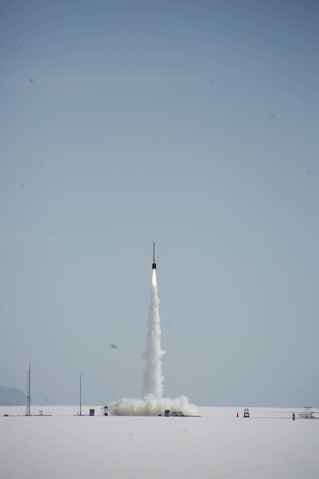 Rocket Lifts Off From the Bonneville Salt Flats