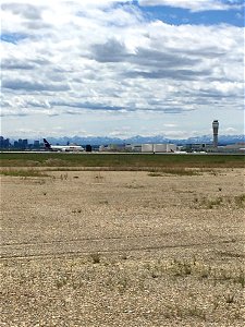 FedEx jet landing at Calgary Airport