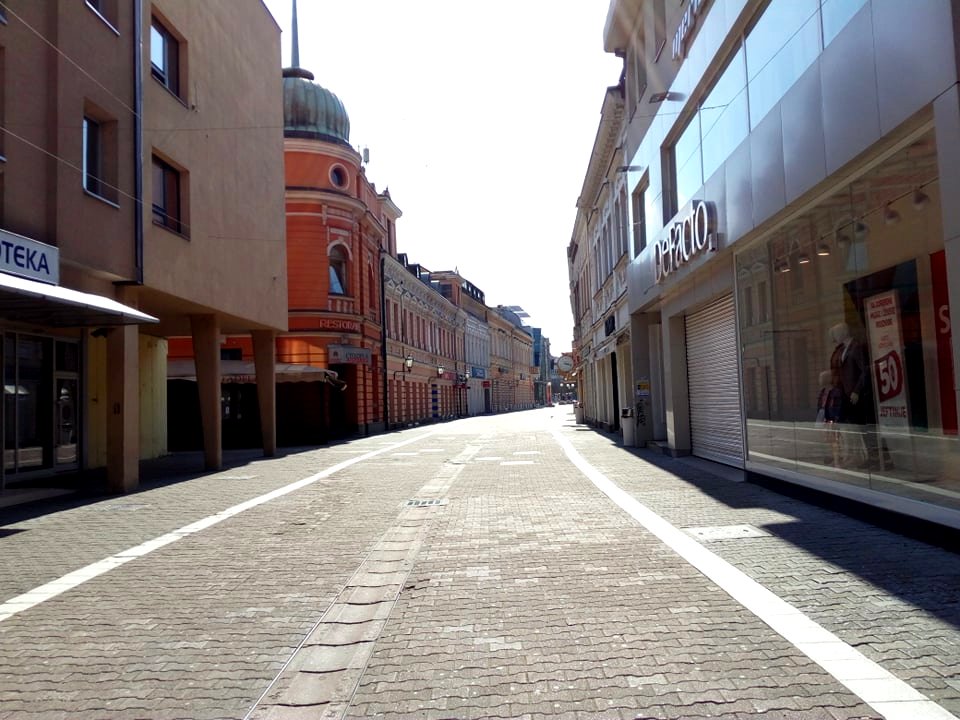 Empty Gospodska street with closed shops in the center of Banja Luka because of Coronavirus pandemic (1)