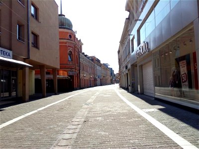Empty Gospodska street with closed shops in the center of Banja Luka because of Coronavirus pandemic (1) photo
