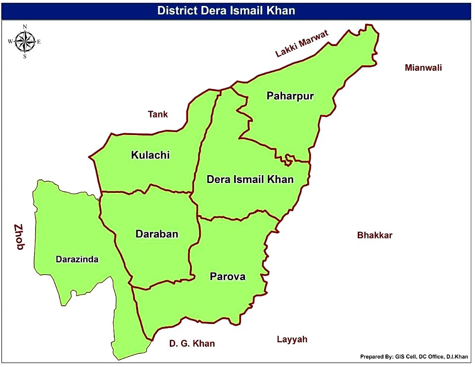 Map of District  Dera Ismail Khan D.I.Khan Khyber Pakhtunkhwa Pakistan 2