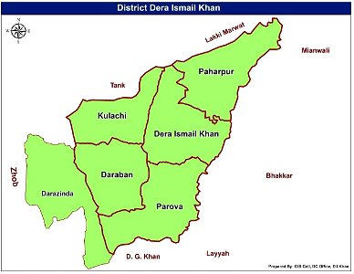 Map of District  Dera Ismail Khan D.I.Khan Khyber Pakhtunkhwa Pakistan 2