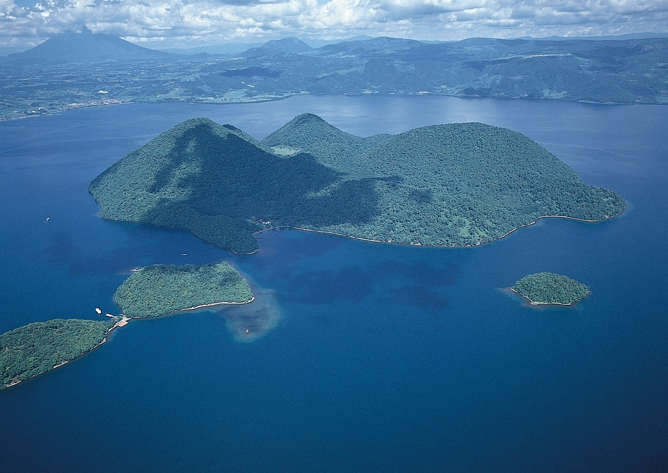 Aerial view of a paradise tropical island in sea
