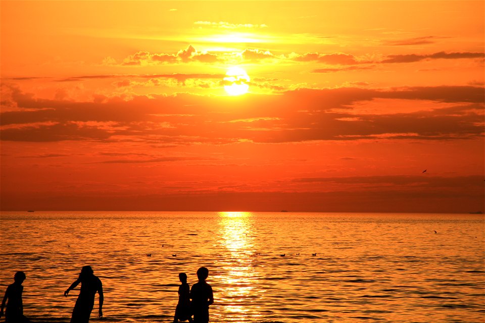 Orange sunset in Scheveningen photo