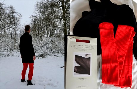 Red ribbed tights from Swedish Stockings photo