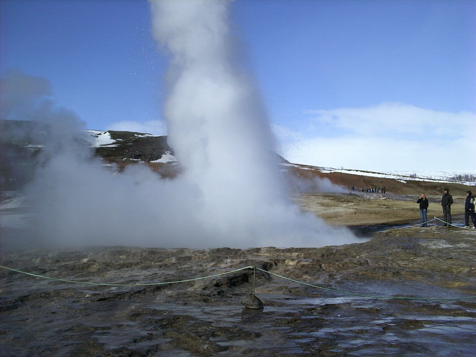 Eruption of Strokkur Geyser in Iceland