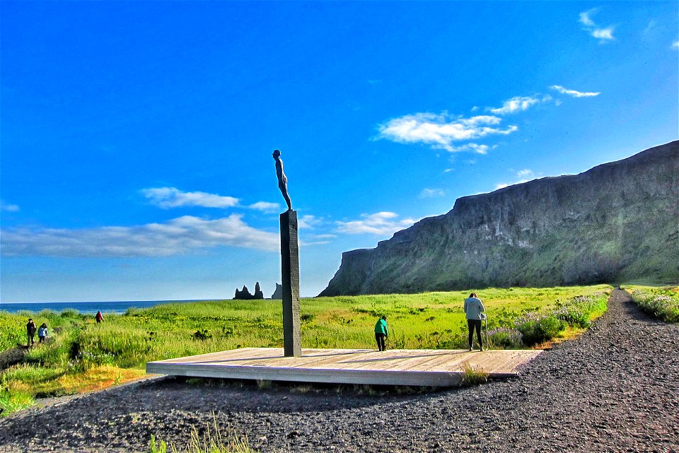 Iceland - Sculpture " Voyage Statue " Iceland ~ Landmannalaugar Route ~  Ultramarathon is held on the route each July