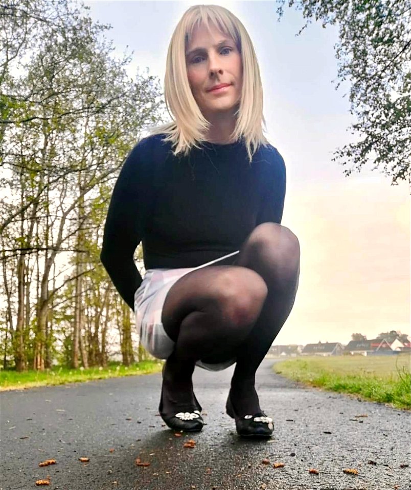 Model wears 30 denier tights