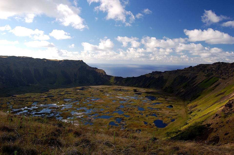 The crater at Rano Kau Chile, Easter Island